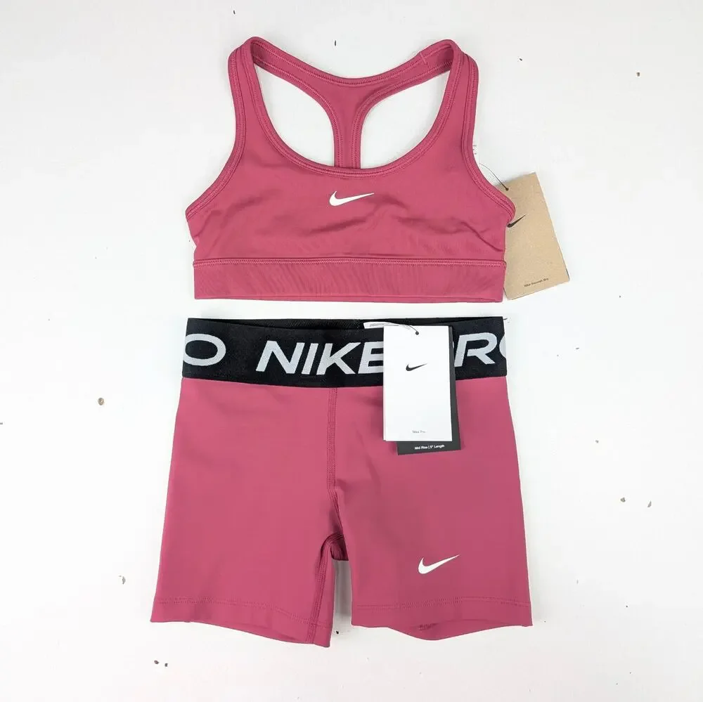 Nike Girl's XS Pro Dri-Fit Swoosh Sports Bra & 3